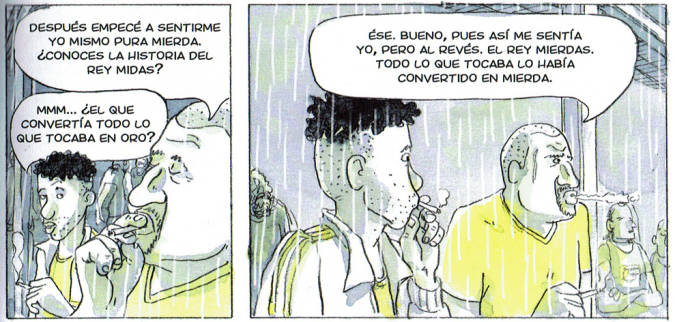 Dos viñetas del cómic ‘He visto ballenas’. / El Correo