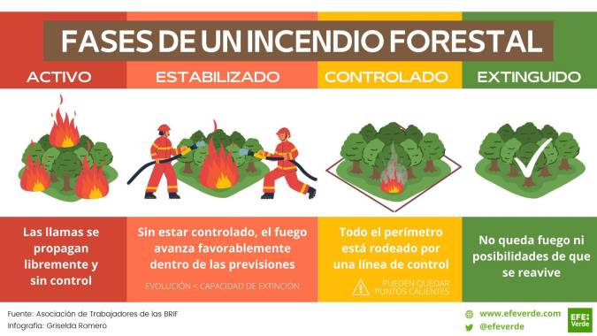 De conato a extinguido, fases y grados para entender los incendios forestales