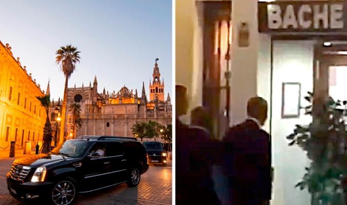 Obama (foto izda.) tras salir el Alcázar y a la derecha tras entrar en el Bache. / El Correo