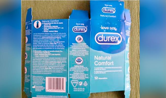 Lote falsificado de preservativos Durex.