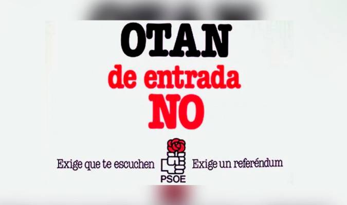 Antiguo cartel del PSOE contra la entrada en la OTAN.