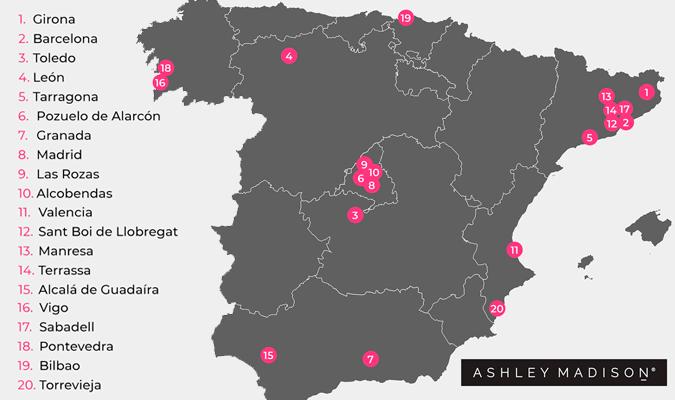 Top 20 de las ciudades mas infieles de España durante la cuarentena. 