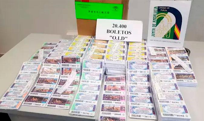 Intervenidos 20.400 boletos ilegales de lotería en Chiclana
