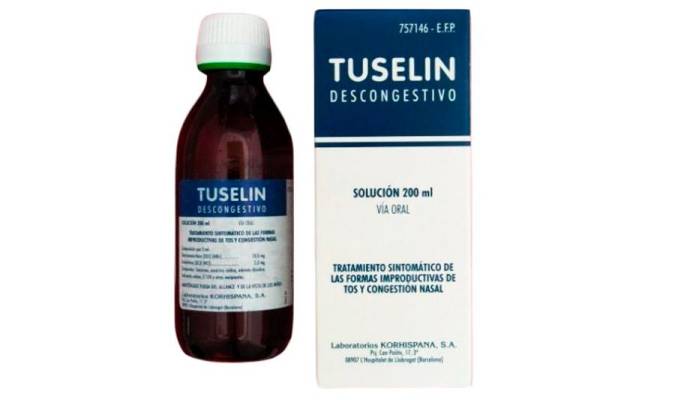 El medicamento Tuselin descongestivo.