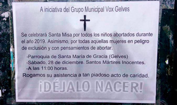 El Arzobispado cancela la misa convocada por Vox en Gelves por los «niños abortados»