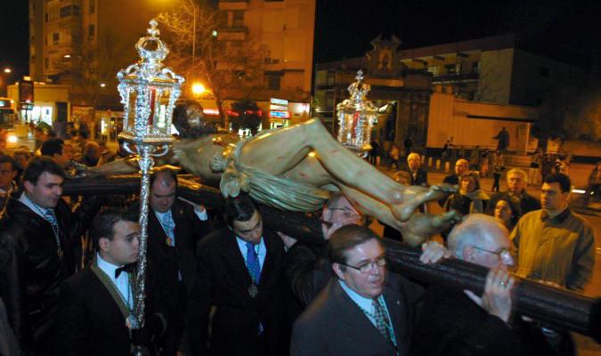 Imagen del Cristo de las Cinco Llagas en su tradicional viacrucis del Miércoles de Ceniza. 