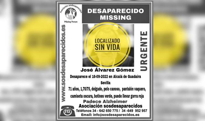 Hallado el cadáver del anciano desaparecido en Alcalá de Guadaíra