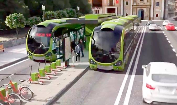 Ejemplo de un tranvibús en una ciudad española.