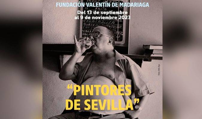 Cartel de la Exposición Solidaria de la FVM, subastada por DIGALLERY, a beneficio de “Trianidad”. Foto de Atín Aya con los nombres de los autores.
