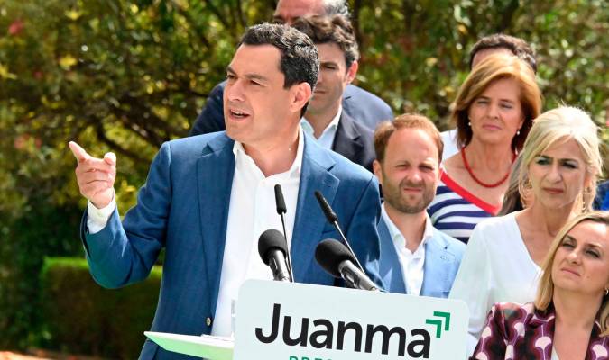 El presidente del Partido Popular de Andalucía, Juanma Moreno, en un acto electoral . / E.P.