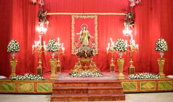 La Virgen permanecerá durante este sábado expuesta a la veneración en la parroquia de Nuestra Señora de la Asunción (Foto: Hermandad de la Asunción de Cantillana)