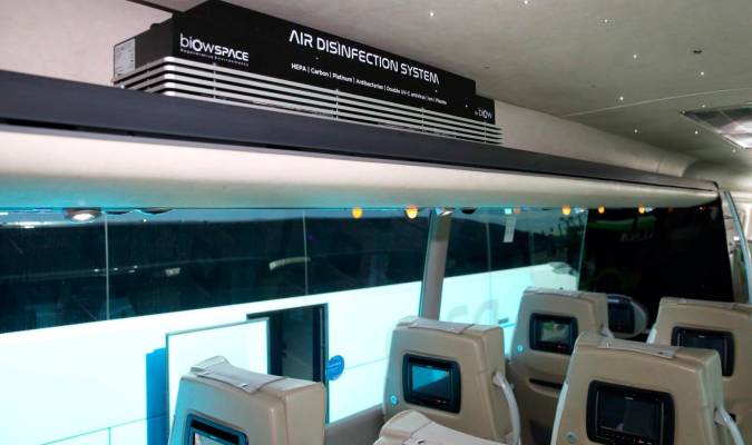Sistema de purificación del aire en un autobús.