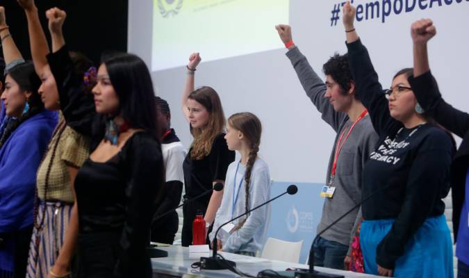 Rueda de prensa de Greta Thunberg, Luisa Neubauer y otros jóvenes activistas climáticos. / Ricardo Rubio / Europa Press 