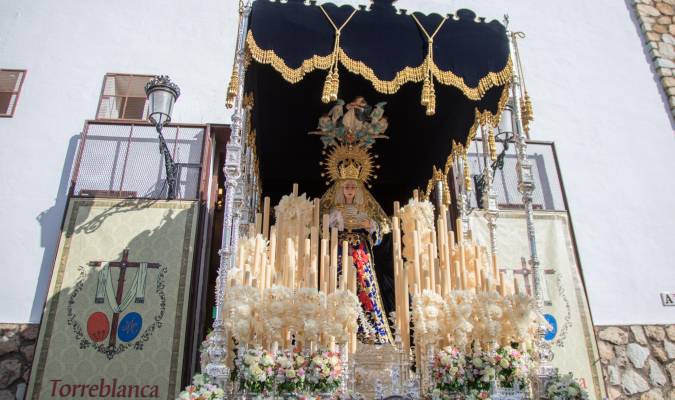 La Virgen de los Dolores en su salida estacional el pasado Sábado de Pasión. Foto. Diego Arenas. 