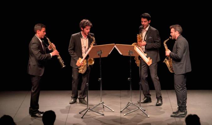 Los cuatro integrantes del grupo de saxofones SQ4.