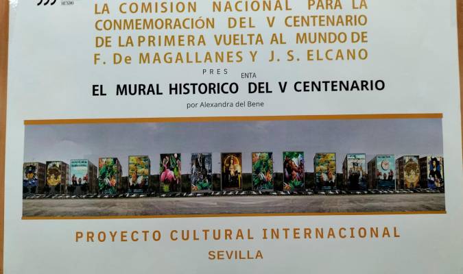 Cartel de la Exposición de fotografías de F5, sobre “El Mural Histórico del V Centenario” de Alexandra del Bene.