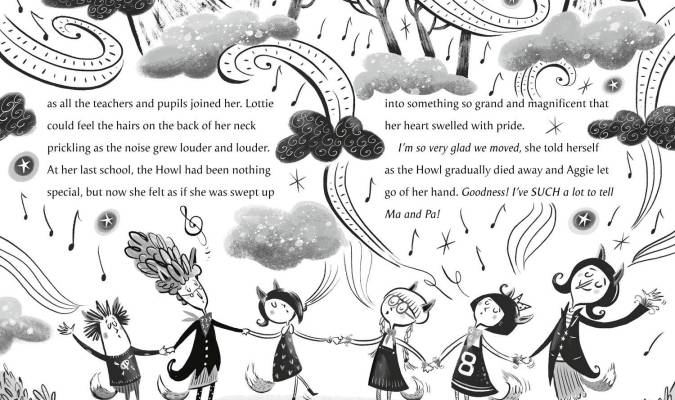 Una página doble de la versión original de ‘Lottie Luna y el misterio del jardín’. / El Correo