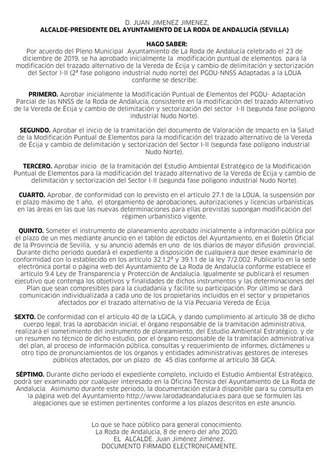 17-01-20 | Edicto Ayuntamiento de La Roda de Andalucía