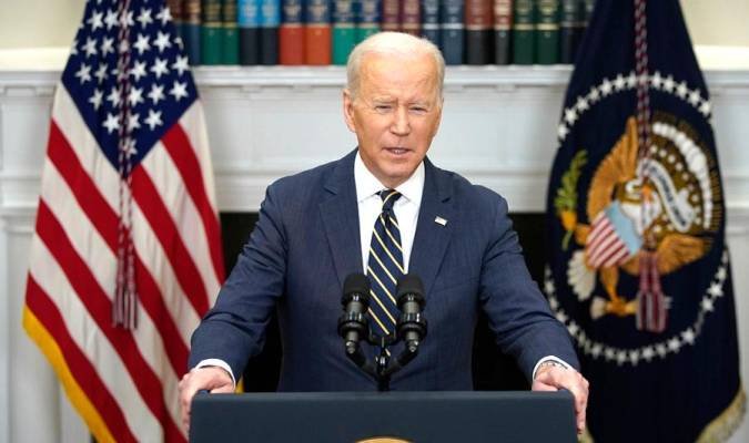 El presidente de Estados Unidos, Joe Biden, habla en conferencia de prensa en la Casa Blanca en Washington (EE.UU.), este 11 de marzo de 2022. EFE/EPA/Al Drago/Pool