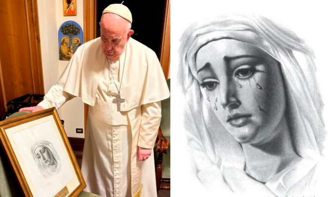 Las Aguas regala un retrato de Guadalupe al papa Francisco 