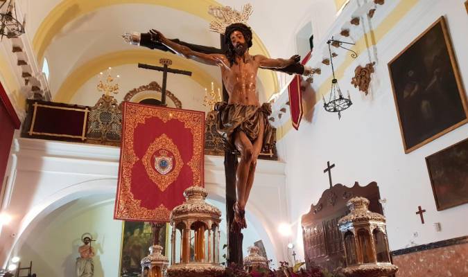  Cristo de la Conversión de la hermandad de Montserrat este lunes. / Manuel J. Fernández
