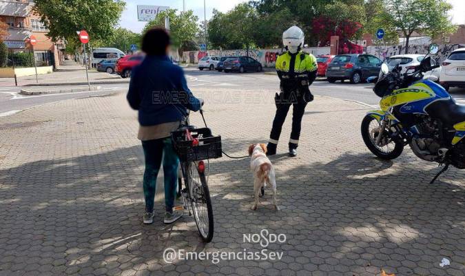 Denunciada por circular en bicicleta con su perro cojo atado al manillar a un kilómetro de su casa