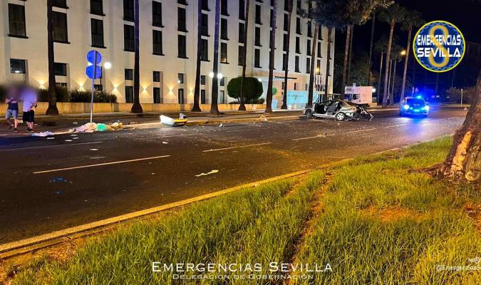Violento accidente contra un árbol en Sevilla Este por un joven borracho