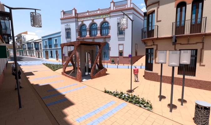 Imagen virtual de la calle La Mina, con el acceso al Molino de la Mina.