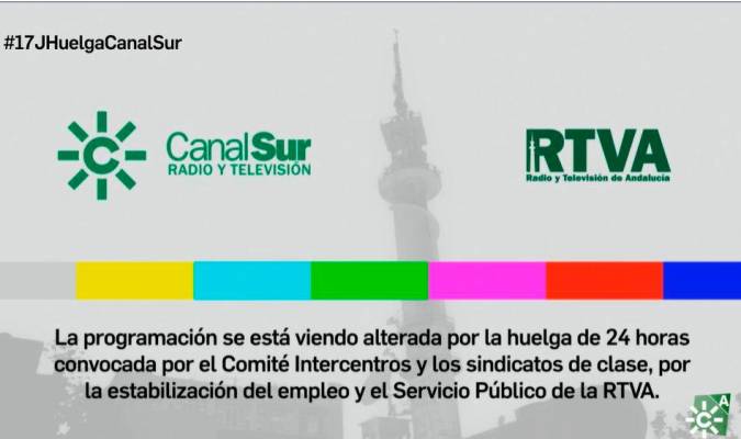Canal Sur Televisión abre la jornada de huelga sin emisión hasta las 07.30 horas