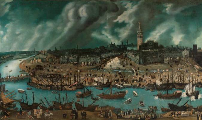 ‘Vista de la ciudad de Sevilla’. Pintura atribuida a Alonso Sánchez Coello (finales del siglo XVI). / Museo del Prado