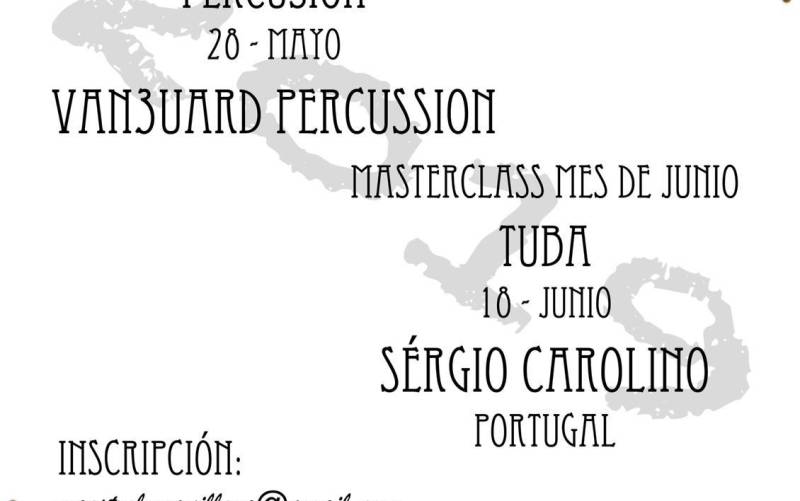Nuevos cursos de excelencia musical: percusión con van3uard percussión y tuba con Sergio Carolino