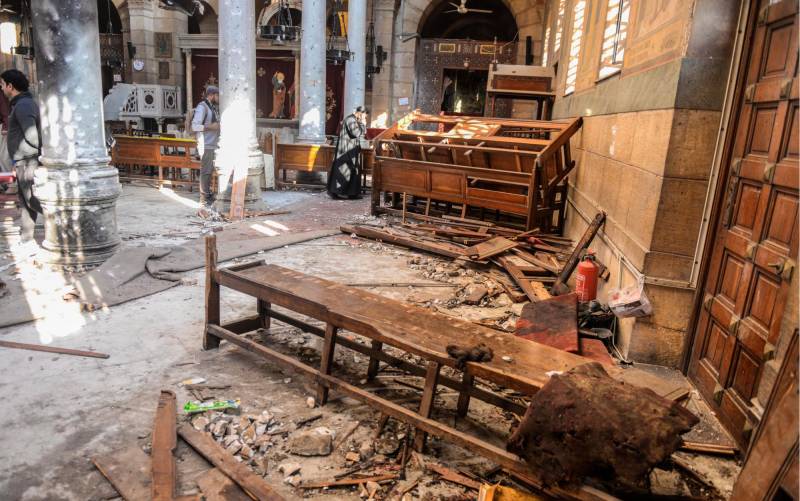Estado de la iglesia de San Pedro de El Cairo, que ha quedado destruida por dentro tras el atentado de 2016.