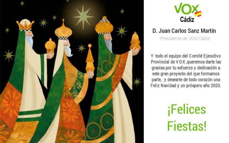 Vox Cádiz ‘elimina’ a Baltasar de su felicitación navideña