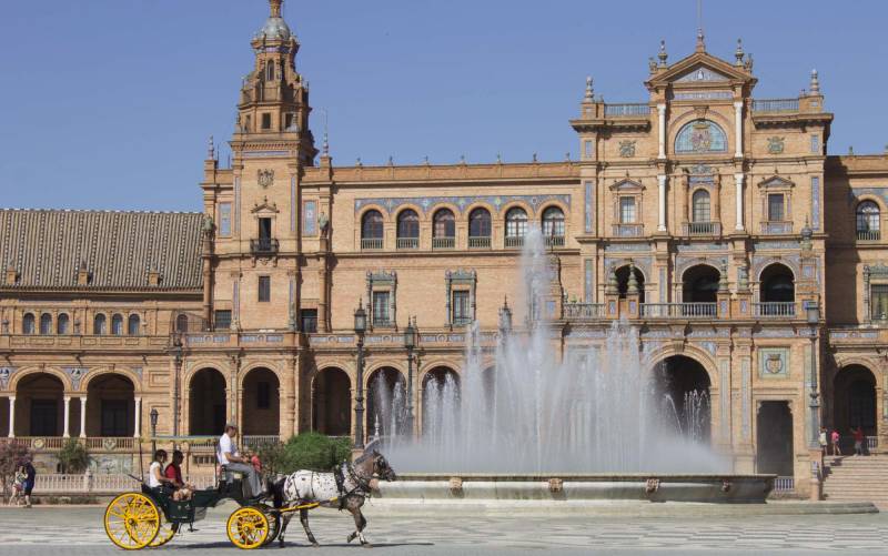 Una imagen de la emblemática Plaza de España de Sevilla. 