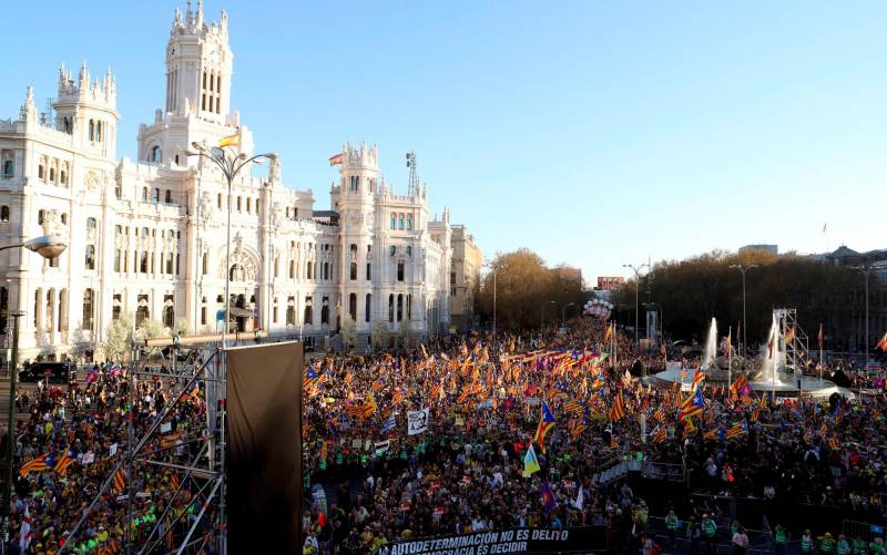 Manifestación independentista el pasado domingo en Madrid. / EFE