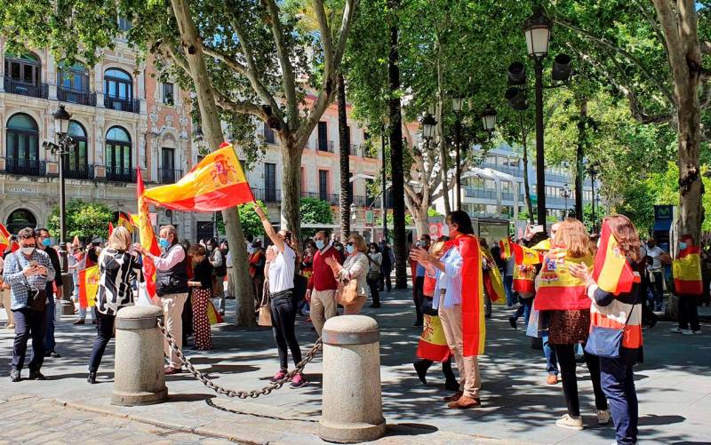Protestas en Sevilla contra la gestión del Gobierno durante la pandemia. / EFE