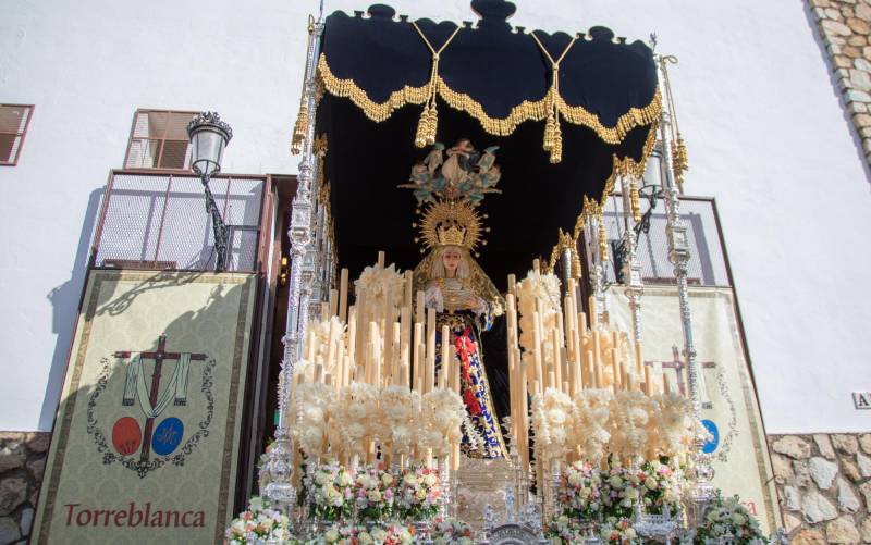 La Virgen de los Dolores en su salida estacional el pasado Sábado de Pasión. Foto. Diego Arenas. 