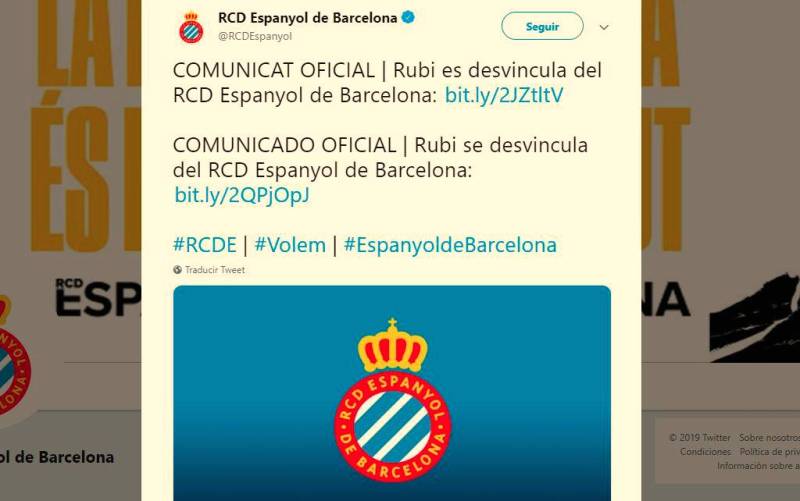 El Espanyol hace oficial la salida de Rubi