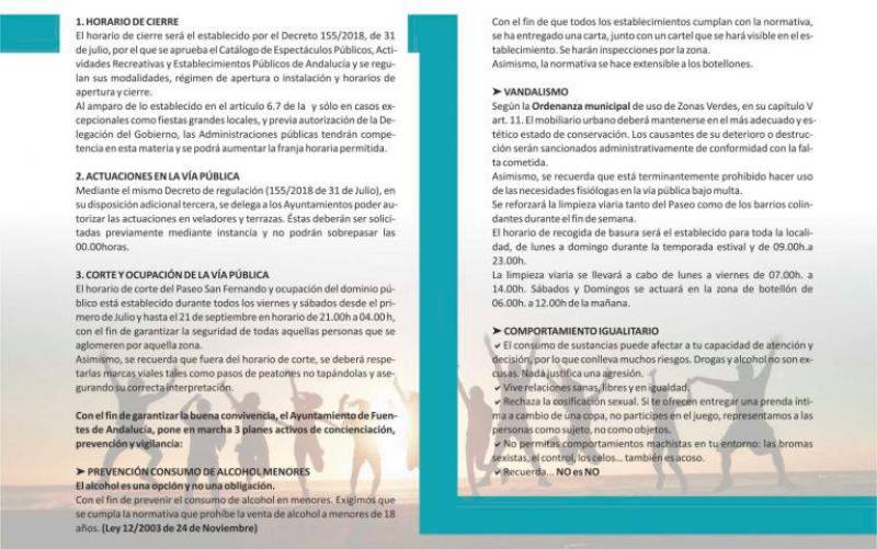El Ayuntamiento de Fuentes publica y distribuye un decálogo de civismo