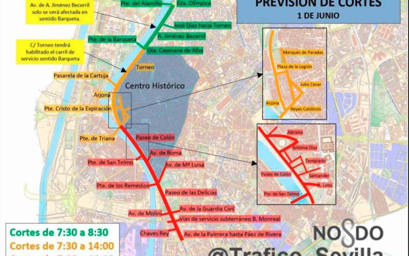 Estos son los cortes de tráfico previstos para el Día de las Fuerzas Armadas en Sevilla