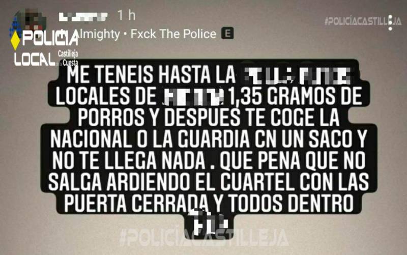 Imputado por amenazas a la Policía de Castilleja en Instagram 