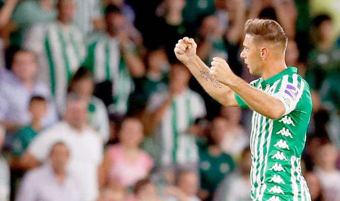 Joaquín celebra el gol del empate ante el Getafe en la última jornada de liga. / EFE