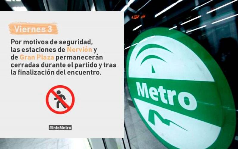 De nuevo no habrá metro en Gran Plaza y Nervión tras el Sevilla