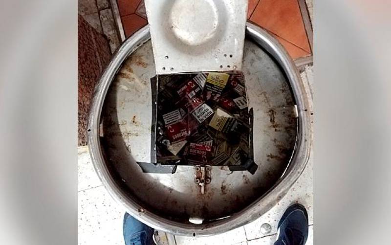 Imagen del barril de cerveza con el tabaco dentro. / Guardia Civil