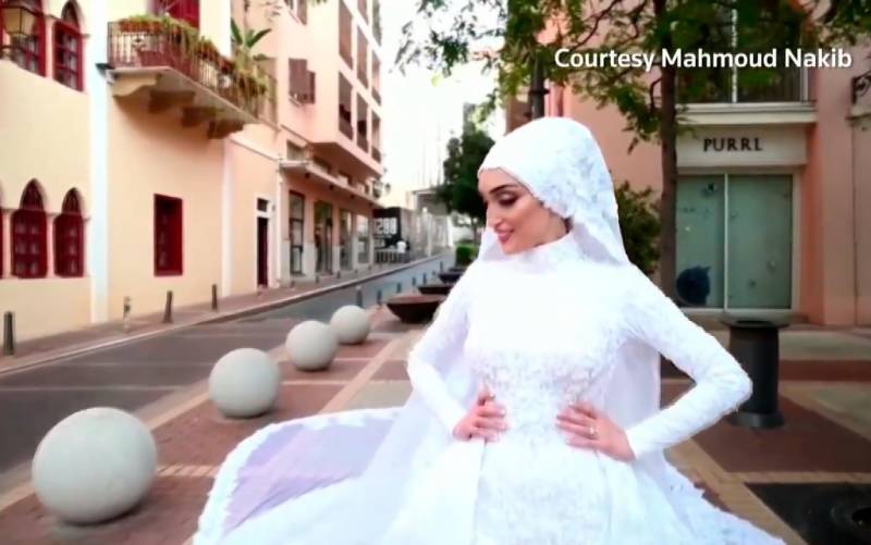 El posado “viral” de una novia en Beirut