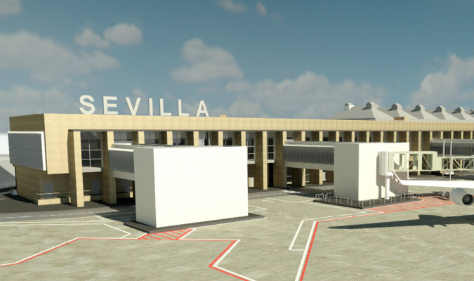 Recreación de la reforma total del edificio del Aeropuerto de Sevilla. / El Correo