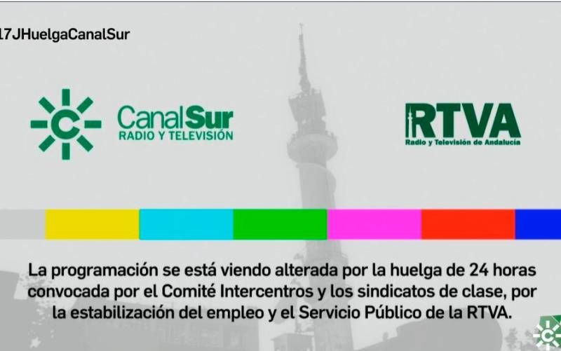 Canal Sur Televisión abre la jornada de huelga sin emisión hasta las 07.30 horas