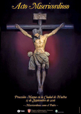 Cartel del evento en Huelva con el Cristo de la Misericordia de protagonista. / El Correo