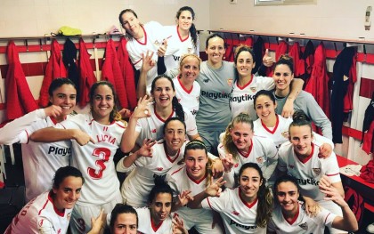 El Sevilla Femenino, celebrando su victoria. / SFC