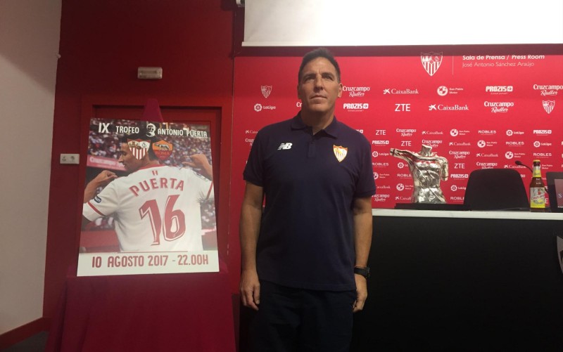Berizzo, durante la presentación del Trofeo Antonio Puerta. / Sevilla FC